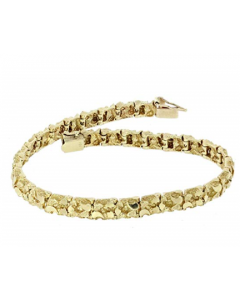 14K Gold Nugget Bracelet Mens Solid Gold 20gms 8 Inch Long Mens Bracelet 