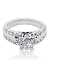 3/4cttw Princess Cut Diamond Cathedral Bridal Engagement Ring 10K White Gold 