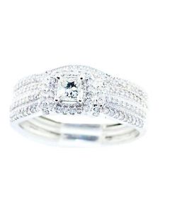 1/2cttw Diamond Princess Cut Diamond Engagement Ring Vintage 8mm Wide 10K White Gold