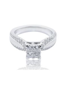 1cttw Princess Cut Diamond Engagement Ring Cathedral Style 10K White Gold