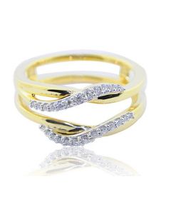 10K Yellow Gold Ring Jacket 1/16cttw Diamonds 8mm Wide Solitaire Guard