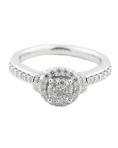 14K White Gold Halo Style Bridal Engagement Ring 0.48cttw Diamonds 