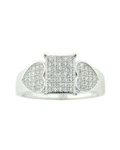 1ct Wedding Ring 18mm Wide Pave Set Sterling Silver Heart Shaped Sides