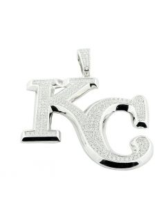 Silver KC Charm or Pendant Cubic Zarconia Mens 41MM Cheifs / Royals Pendant