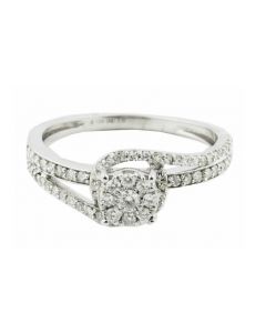 Diamond Engagement Ring Swirl Style 10K White Gold 8mm Wide 3/8cttw(i2/i3, i/j)