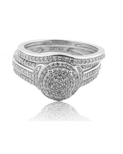 10K White Gold Bridal Wedding Rings Set 10mm Wide 1/2cttw Diamonds (i2/i3, i/j)