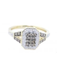 1/3cttw Diamond Cognac and White Diamond Cocktail Anniversary Ring 10K Yellow Gold