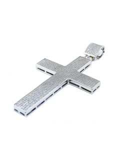 Sterling silver Cross Charm With Iced Out CZ Pave Set 64mm Tall Mens Cross Pendant Extra Large