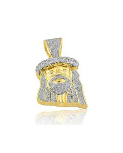 0.85ctw Diamond Jesus Pendant 10K Yellow Gold Charm