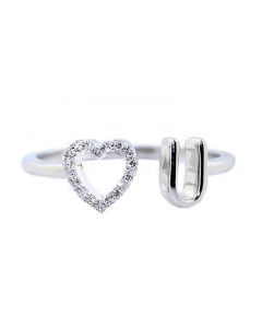 Love You Ring 10K White Gold 0.07cttw Diamonds 6mm Promise Engagement Ring