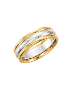 14kt Yellow & White 6mm Comfort-Fit Band Size 6.5