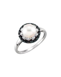 Freshwater Cultured Pearl & Diamond Ring