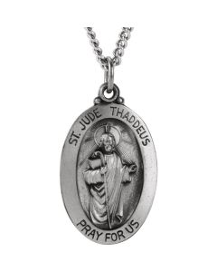 Sterling Silver 25.5x17.75mm Oval St. Jude Thaddeus 24