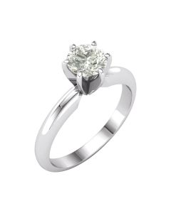 14kt White 6mm Round Created Moissanite Solitaire Ring