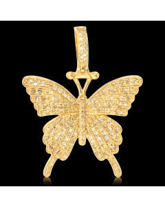 10K Yellow Gold Diamond Butterfly Pendant 0.86CTW