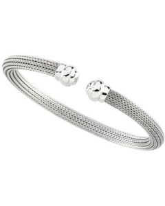 Hollow Bangle Bracelet 14K White Gold 7.5 Inch