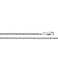 Diamond Cut Wheat Chain 14K White Gold 7 Inch
