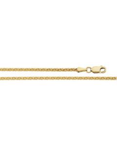 Diamond Cut Wheat Chain 14K Yellow Gold 7 Inch