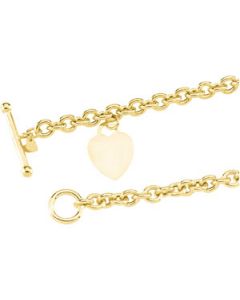 Bracelet With Heart 14K Yellow Gold 7 Inch