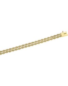 Solid Double Rope Bracelet 14K Yellow Gold 7 Inch