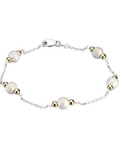 Bead Bracelet Sterling Silver & 14K Yellow Gold 07.50 Inch;P;Bead Necklace
