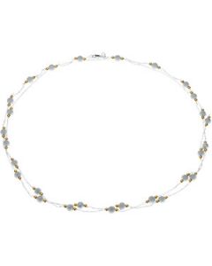 Bead Necklace Sterling Silver & 14K Yellow Gold 42.00 Inch;P;Bead Necklace