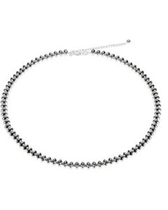 06.65 Mm Saucer Bead Necklace Sterling Silver  16.00 - 18.00 Inch;P;06.65 Mm Saucer Bead Necklace