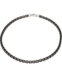 Sterling Silver Chain With Black Lacquer Sterling Silver  24.00 Inch Sterling Silver Chain With Black Lacquer