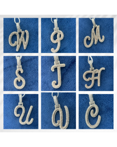 Cursive Initial Diamond Pendant – 925 Sterling Silver – 1.00CT Natural Diamonds