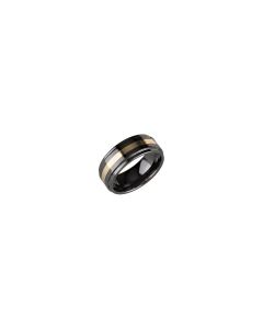 8.0mm Ceramic Couture&trade; Ridged Band with 14KT Yellow Inlay