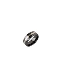 Ceramic Couture&trade; 8mm Ridged Band with Sterling Silver Inlay