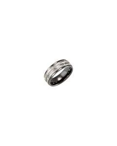 8.0mm Black Ceramic Couture&trade; Band with Tungsten Inlay