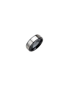 Ceramic Couture&trade; 8mm Ridged Band with Tungsten Inlay