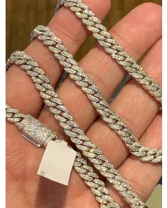 10K White gold Miami Chain 9ctw Diamonds 22