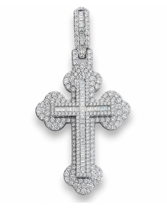 10k Gold 2.85 Carats VS Natural Diamonds Cross Pendant-White