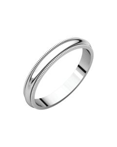 14kt White 3mm Mlgrain Band