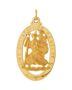 14kt Yellow 25x18mm Oval St. Christopher Medal