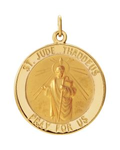 14kt Yellow 22mm Round St. Jude Thaddeus Medal