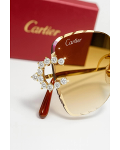 Men's Cartier Diamond Cut Gradient Big C Decor Glasses New with 3.2 carats Natural VS diamonds