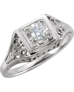 14kt White 1/6 CTW Diamond Filigree Ring