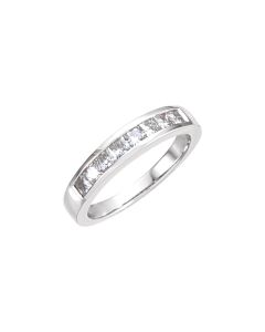 14kt White Created Moissanite Band