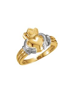 14kt Yellow & White Ladies Claddagh Ring