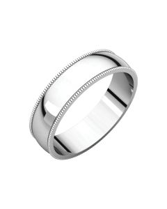 10kt White 5mm Light Milgrain Band