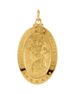 14kt Yellow 29x20mm Oval St. Christopher Medal
