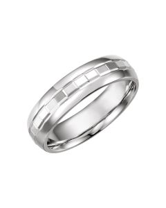 14kt White 6mm Design Band Size 11
