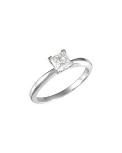 14kt White 5mm Princess Created Moissanite Solitaire