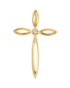 14kt Yellow .01 CTW Diamond Cross Pendant