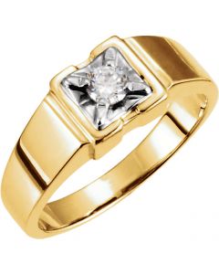 14K Yellow 5.2mm Round Ring Mounting Fits 3mm up to 5mm Round Solitaire Mens Ring Setting 8.3mm