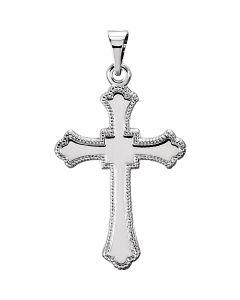 14kt White 15x11mm Cross Pendant