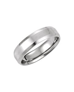14kt White 6mm Comfort-Fit Beveled Edge Band Size 5